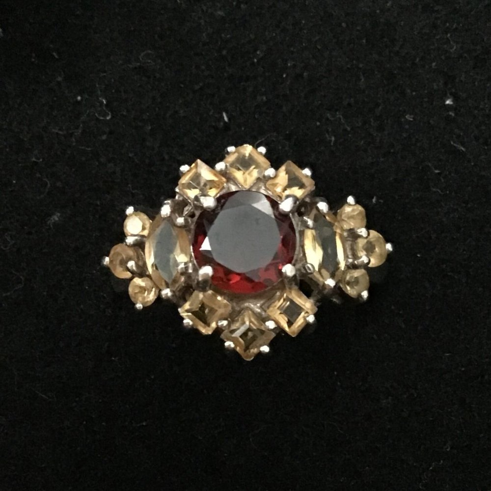 Antique Garnet & Citrine Ring